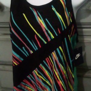 NWT Women's Nike 80s inspired paint pattern tank top MEDIUM Cute! NEW!